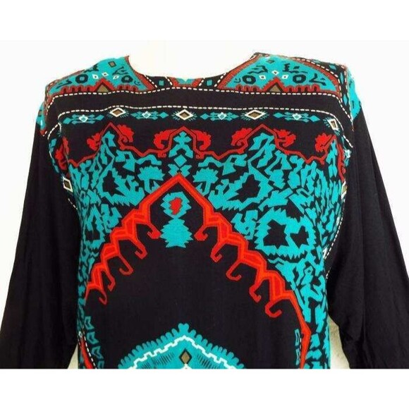 Carole Little St Tropez West M L Santa Fe Colorful Tie Front Tunic Top Vintage - Picture 3 of 3